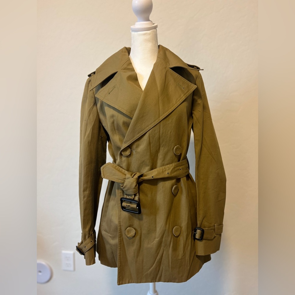 Joseph Staffordshire Townie Trench Twill Khaki Short Cotton Fitted Coat 36/S